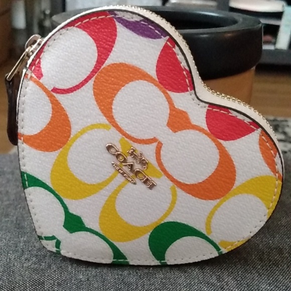 Coach Limited Edition Rainbow Heart Coin Purse - Picture 1 of 8